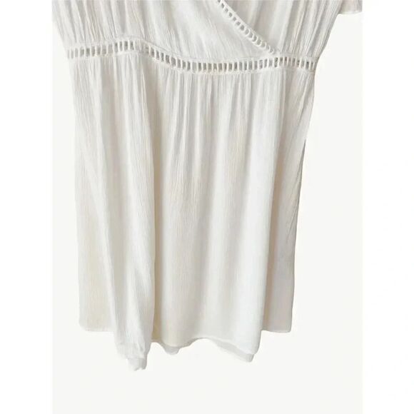 Raviya White Boho V-Neck Short Sleeves Womens Mini Dress SZ Small - Picture 5 of 8